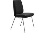 Polsterstuhl STRESSLESS "Laurel", schwarz (schwarz batick, chrom glänzend), B:57cm H:92cm T:59cm, Leder BATICK: BATICK ist ein leicht korrigiertes, durchgefärbtes und genarbtes Möbelleder, bei dem die meisten Unebenheiten und Spuren in der Regel entfernt wurden., Stühle, Polsterstuhl, Low Back, Größe L, mit Beinen aus Stahl in Chrom glänzend