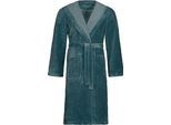 Unisex-Bademantel VOSSEN "Lynn" Gr. XXL, blau (cadet blau), L:120cm, Microfaser-Webfrottier, Hausmäntel, Unisex-Bademantel, für Damen & Herren, mit Kapuze, aus Microfaser