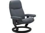 Relaxsessel STRESSLESS "Consul", blau (atlantic blau batick), B:85cm H:100cm T:77cm, Leder BATICK: BATICK ist ein leicht korrigiertes, durchgefärbtes und genarbtes Möbelleder, bei dem die meisten Unebenheiten und Spuren in der Regel entfernt wurden.;Leder PALOMA: PALOMA ist ein durchgefärbtes Semianilin-Möbelleder mit natürlicher Narbung.;ROHLEDER Stoff Q2 FARON: Ein fester zuverlässiger Bouclé mi
