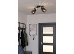 EGLO Deckenspot "GIRONA Deckenstrahler, Stahl, IP20, E27,Wohnzimmerlampe, Flurlampe", schwarz (schwarz, messing, gebürstet), 2, Ø 0cm H: 15cm, 1 Stk., Leuchten, Spot, L44 x B19 x H15 cm, schwarz, messing-gebürstet, 2X40W exkl., Deckenspot
