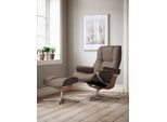 Relaxsessel STRESSLESS "Mayfair", braun (mole batick), B:83cm H:102cm T:74cm, Leder BATICK: BATICK ist ein leicht korrigiertes, durchgefärbtes und genarbtes Möbelleder, bei dem die meisten Unebenheiten und Spuren in der Regel entfernt wurden., Sessel, Relaxsessel, mit Cross Base, Größe S, M & L, Holzakzent Eiche