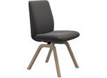 Polsterstuhl STRESSLESS "Laurel", grau (rock paloma, eiche natur), B:49cm H:92cm T:59cm, Leder PALOMA: PALOMA ist ein durchgefärbtes Semianilin-Möbelleder mit natürlicher Narbung., Stühle, Polsterstuhl, Low Back, Größe L, mit schräggestellten Beinen in Eiche natur