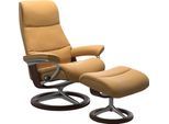 Relaxsessel STRESSLESS "View", gelb (honey paloma), B:91cm H:110cm T:85cm, Leder BATICK: BATICK ist ein leicht korrigiertes, durchgefärbtes und genarbtes Möbelleder, bei dem die meisten Unebenheiten und Spuren in der Regel entfernt wurden.;Leder PALOMA: PALOMA ist ein durchgefärbtes Semianilin-Möbelleder mit natürlicher Narbung.;ROHLEDER Stoff Q2 FARON: Ein fester zuverlässiger Bouclé mit einem st