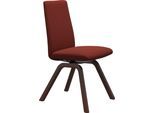 Polsterstuhl STRESSLESS "Laurel", rot (rot dinamica, walnuss), B:49cm H:92cm T:59cm, Microfaser DINAMICA (88% Polyester, 12% Polyurethan), Stühle, Polsterstuhl, Low Back, Größe M, mit schräggestellten Beinen in Walnuss
