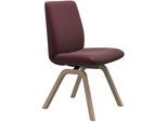 Polsterstuhl STRESSLESS "Laurel", rot (bordeaux batick, eiche gekalkt), B:49cm H:92cm T:59cm, Leder BATICK: BATICK ist ein leicht korrigiertes, durchgefärbtes und genarbtes Möbelleder, bei dem die meisten Unebenheiten und Spuren in der Regel entfernt wurden., Stühle, Polsterstuhl, Low Back, Größe L, mit schräggestellten Beinen in Eiche gekalkt