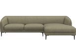 Ecksofa FLEXLUX "Belle Designsofa, L-Form, B/T 288/149 cm", grün (fall grün), B:288cm H:74cm T:149cm, 62% Polyester/17%Cotton/14%Viscose/7%linen, Sofas, Ecksofa, Skandinavisches Design, In hochwertiger Verarbeitung