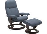 Relaxsessel STRESSLESS "Consul", blau (sparrow blau paloma), B:72cm H:94cm T:70cm, Leder BATICK: BATICK ist ein leicht korrigiertes, durchgefärbtes und genarbtes Möbelleder, bei dem die meisten Unebenheiten und Spuren in der Regel entfernt wurden.;Leder PALOMA: PALOMA ist ein durchgefärbtes Semianilin-Möbelleder mit natürlicher Narbung.;ROHLEDER Stoff Q2 FARON: Ein fester zuverlässiger Bouclé mit