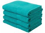 Duschtücher OTTO HOME "Juna, als Set und Serie erhältlich, 4 Duschtücher, 70x140cm", blau (petrol), B:70cm L:140cm, Walkfrottee, Obermaterial: 100% Baumwolle, Handtücher, Duschtücher, Handtuch Set, 100% Baumwolle, mit Bordüre, Uni-Farben, weich