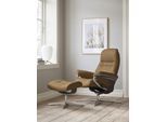 Relaxsessel STRESSLESS "Sunrise", braun (taupe paloma), B:83cm H:105cm T:74cm, Leder PALOMA: PALOMA ist ein durchgefärbtes Semianilin-Möbelleder mit natürlicher Narbung., Sessel, Relaxsessel, mit Cross Base, Größe S, M & L, Holzakzent Wenge