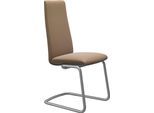Polsterstuhl STRESSLESS "Laurel", braun (almond paloma, chrom matt), B:53cm H:105cm T:60cm, Leder PALOMA: PALOMA ist ein durchgefärbtes Semianilin-Möbelleder mit natürlicher Narbung., Stühle, Polsterstuhl, High Back, Größe M, mit Beinen aus Stahl in Chrom matt