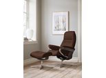 Relaxsessel STRESSLESS "Sunrise", braun (malt braun batick), B:79cm H:103cm T:73cm, Leder BATICK: BATICK ist ein leicht korrigiertes, durchgefärbtes und genarbtes Möbelleder, bei dem die meisten Unebenheiten und Spuren in der Regel entfernt wurden., Sessel, Relaxsessel, mit Cross Base, Größe S, M & L, Holzakzent Wenge