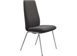 Polsterstuhl STRESSLESS "Laurel", grau (rock paloma, chrom matt), B:57cm H:105cm T:60cm, Leder PALOMA: PALOMA ist ein durchgefärbtes Semianilin-Möbelleder mit natürlicher Narbung., Stühle, Polsterstuhl, High Back, Größe L, mit Beinen aus Stahl in Chrom matt