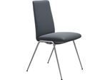 Polsterstuhl STRESSLESS "Laurel", blau (atlantic blau batick, chrom matt), B:57cm H:92cm T:59cm, Leder BATICK: BATICK ist ein leicht korrigiertes, durchgefärbtes und genarbtes Möbelleder, bei dem die meisten Unebenheiten und Spuren in der Regel entfernt wurden., Stühle, Polsterstuhl, Low Back, Größe M, mit Beinen aus Stahl in Chrom matt