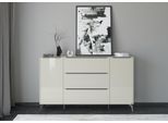 Sideboard "Reno", beige (kaschmir matt lack, glas kaschmir glanz), B:182cm H:109cm T:42cm, Glas, Holzwerkstoff, SET ONE BY MUSTERRING, Sideboards, Sideboard, Mit Winkelfuß in diversen Farben, 109 cm Höhe & Farbauswahl