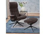 Relaxsessel STRESSLESS "London", braun (chocolate paloma), B:80cm H:116cm T:71cm, Leder BATICK: durchgefärbtes und genarbtes Möbelleder;Leder PALOMA: durchgefärbtes Semianilin-Möbelleder;ROHLEDER Stoff Q2 FARON (100% Polyester im Flor, Grundgewebe: 50% Polyester, 50% Polyacryl), Sessel, Relaxsessel, mit Hocker, High Back, mit Star Base, Gestell Schwarz