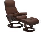 Relaxsessel STRESSLESS "View", braun (malt braun batick), B:82cm H:108cm T:81cm, Leder BATICK: BATICK ist ein leicht korrigiertes, durchgefärbtes und genarbtes Möbelleder, bei dem die meisten Unebenheiten und Spuren in der Regel entfernt wurden.;Leder PALOMA: PALOMA ist ein durchgefärbtes Semianilin-Möbelleder mit natürlicher Narbung.;ROHLEDER Stoff Q2 FARON: Ein fester zuverlässiger Bouclé mit ei