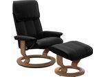 Relaxsessel STRESSLESS "Admiral", schwarz (schwarz batick), B:87cm H:101cm T:78cm, Leder BATICK: BATICK ist ein leicht korrigiertes, durchgefärbtes und genarbtes Möbelleder, bei dem die meisten Unebenheiten und Spuren in der Regel entfernt wurden., Sessel, Relaxsessel, mit Classic Base, Größe M & L, Gestell Eiche