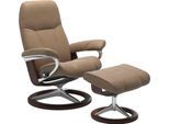 Relaxsessel STRESSLESS "Consul", braun (almond paloma), B:78cm H:97cm T:70cm, Leder BATICK: BATICK ist ein leicht korrigiertes, durchgefärbtes und genarbtes Möbelleder, bei dem die meisten Unebenheiten und Spuren in der Regel entfernt wurden.;Leder PALOMA: PALOMA ist ein durchgefärbtes Semianilin-Möbelleder mit natürlicher Narbung.;ROHLEDER Stoff Q2 FARON: Ein fester zuverlässiger Bouclé mit einem
