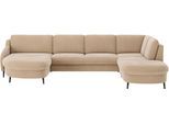 Wohnlandschaft SIT & MORE "Soul U-Form", braun (macciato), B:372cm H:90cm T:239cm, 100% Polyester, Sofas, Wohnlandschaft, wahlweise mit Bett und Bettkasten