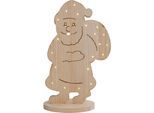 NÄVE LED Dekoobjekt "Santa klein, Weihnachtsdeko aus Holz", beige (natur), H: 49cm, 1 Stk., Leuchten, Holz-Stehleuchte, Höhe ca. 49 cm, Batteriebetrieben, LED Dekoobjekt