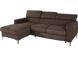Ecksofa COTTA "Sammy L-Form", braun (espresso), B:226cm H:74cm T:169cm, Struktur (100% Polyester );Chenille (90% Polyester; 10% Polyamid ), Sofas, Ecksofa, mit Kopfteilverstellung, wahlweise mit Bettfunktion & Bettkasten