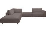 Ecksofa MUSTERRING "LUCIA L-Form", braun (fango crona), B:340cm H:81cm T:346cm, Flachgewebe FLORIS (100% Polyester);Flachgewebe VALMONT (60% Baumwolle/ 40% Leinen);Microfaser CRONA (100% Polyester), Sofas, Ecksofa, in vielen Qualitäten und 4 verschieden Nähten