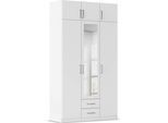 Kleiderschrank RAUCH "Schrank Garderobe Wäscheschrank GAMMA in 4 Breiten 91-226 cm", alpinweiß, griffe chrom, B:136cm H:248cm T:54cm, Holzwerkstoff, Schränke, Kleiderschrank, mit Schubladen und Schrankaufsatz sowie Spiegel MADE IN GERMANY