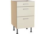 Unterschrank KOCHSTATION "KS-Lucy", beige (stain, eiche hell), B:50cm H:87cm T:58,1cm, Schränke, Unterschrank, Breite 50 cm, 1 Schubkasten, 2 Auszügen, Soft-Close, verstellb. Füße