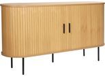 Sideboard MÖBILIA, schwarz (natur, schwarz), B:140cm H:76cm T:40cm, Melamin, Metall, Sideboards, Sideboard, 2 Schiebetüren