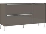 Lowboard "Reno", grau (anthrazit matt lack, glas anthrazit glanz), B:137cm H:77cm T:42cm, Glas, Holzwerkstoff, SET ONE BY MUSTERRING, Sideboards, Lowboard, Mit Winkelfuß in diversen Farben, 77 cm Höhe & Farbauswahl