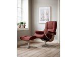 Relaxsessel STRESSLESS "Mayfair", rot (cherry paloma), B:92cm H:103cm T:79cm, Leder PALOMA: PALOMA ist ein durchgefärbtes Semianilin-Möbelleder mit natürlicher Narbung., Sessel, Relaxsessel, mit Cross Base, Größe S, M & L, Holzakzent Eiche