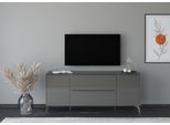 Lowboard "Reno", grau (anthrazit matt lack, glas anthrazit glanz), B:182cm H:78cm T:42cm, Glas, Holzwerkstoff, SET ONE BY MUSTERRING, Sideboards, Lowboard, Mit Winkelfuß in diversen Farben, 78 cm Höhe & Farbauswahl