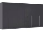 Drehtürenschrank OTTO HOME "Kleiderschrank Kleiderschränke Schrank Garderobe AGORDO mit Glasfront", grau (graumetallic, glas basalt), B:405cm H:210cm T:54cm, Schränke, Drehtürenschrank, durchdachte Innenausstattung, in 8 Breiten und 2 Höhen MADE IN GERMANY