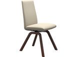 Polsterstuhl STRESSLESS "Laurel", beige (cream batick, walnuss), B:49cm H:92cm T:59cm, Leder BATICK: BATICK ist ein leicht korrigiertes, durchgefärbtes und genarbtes Möbelleder, bei dem die meisten Unebenheiten und Spuren in der Regel entfernt wurden., Stühle, Polsterstuhl, Low Back, Größe M, mit schräggestellten Beinen in Walnuss