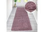 Hochflor-Teppich OTTO HOME "Viva Shaggy, in Standard- und Premium-Qualität, 30 mm oder 45 mm Höhe" Gr. 18, lila (mahagoni), B:80cm H:45mm L:300cm, Kunstfaser, Teppiche, Hochflor-Teppich, Uni Farben, einfarbig, besonders weich und kuschelig, Kundenliebling