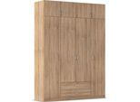 Kleiderschrank RAUCH "Schrank Garderobe Wäscheschrank GAMMA in 4 Breiten 91-226 cm", braun (eiche sonoma, griffe alu), B:181cm H:248cm T:54cm, Holzwerkstoff, Schränke, Kleiderschrank, mit Schubladen und Schrankaufsatz, schlichtes Design MADE IN GERMANY