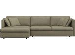 Ecksofa FLEXLUX "Lovane", grün (fall grün), B:290cm H:84cm T:182cm, 62% Polyester/14% Cotton/7% Linen, Sofas, Ecksofa, Weich & anschmiegsam, große Sitztiefe auf Kaltschaum, Dekokissen inkl.