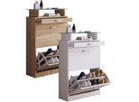 VCM Holz Schuhschrank Maße: H. 91 x B. 59 x T. 22 cm 2 Klappen schmale Schublade praktische Ablage - Sipos M