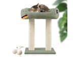 Rohrschneider ® moderner Kratzbaum, Kratzsäulen aus Vollholz, Katzenbett mit Wendekissen