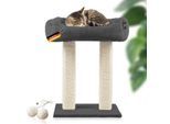 Rohrschneider ® moderner Kratzbaum, Kratzsäulen aus Vollholz, Katzenbett mit Wendekissen