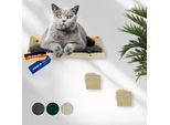 Rohrschneider ® Kletterwand Massiv, Wandelement, Katzenbett mit 2 Katzentreppen, waschbares Kissen dunkelgrau