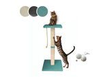 Rohrschneider ® Katzenbaum Emmi mit Vollholz-Holm und Gratis-Beigabe türkis 45 cm, 45 cm, 97 cm