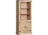 Stauraumschrank MÖBILIA, gelb (honig), B:81cm H:177cm T:38cm, Massivholz, Schränke, Stauraumschrank, mit sichtbarer Maserung