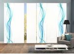 Schiebegardine HOME WOHNIDEEN "6ER SET HAZE" Gr. 1, blau (petrol), B:60cm H:245cm, Polyester, Gardinen, Schiebegardine, HxB: 245x60, Schiebevorhang 6er Set Digitaldruck