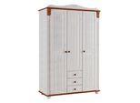Kleiderschrank OTTO HOME "Adele", weiß (weiß, kirschbaumfarben), B:130cm H:191cm T:53,5cm, Massivholz, Schränke, Kleiderschrank, aus massiver Kiefer,Spiegel beim 4-und 5-trg.Schrank, Innenausstattung