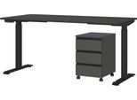 Büromöbel-Set GERMANIA "Lemont", grau (graphit), B:215cm H:120cm T:80cm, Holzwerkstoff, Kunststoff, Metall, Arbeitsmöbel-Sets, Büromöbel-Set, Set bestehend aus höhenverstellbarem Schreibtisch und Rollcontainer