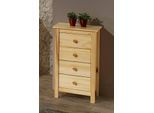 Kommode MÖBILIA, beige (natur), B:46cm H:80cm T:35cm, Massivholz, Sideboards, Kommode, Schubladen mit Metallauszügen
