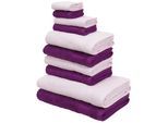 Handtuch Set OTTO HOME "Afri, Duschtücher, Handtücher, Gästetücher, Seiftücher", lila (lila, flieder), Walkfrottee, Walkfrottee, Obermaterial: 100% Baumwolle, Handtuch-Sets, Handtuch Set, zweifarbig, 100% Baumwolle, weich, mit Bordüre, Topseller