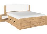 Bettanlage RAUCH "Doppelbett Komfortbett Funktionsbett Liegefläche 180x200 WEINGARTEN", eiche artisan, alpinweiß, B:265cm H:118cm T:210cm, Holzwerkstoff, Schlafzimmermöbel-Sets, Bettanlage, 6 Bettschubladen mit viel Stauraum, 2 Hängenachttische MADE IN GERMANY