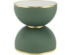 Beistelltisch KAYOOM "Jokai 225, Eisengestell, PU Stoffbezug, gesinterte Steinplatte", grün (mint, gold, weiß), B:47cm H:51cm T:47cm, 100% Eisen, 100% PU, 100% gesinterter Stein, 100% MDF, Tische, Beistelltisch, dekorativ, stilvoll, robust, Sanduhrform, PU Stoffbezug